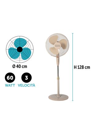 VENTILATORE PIANTANA 40CM 128CM 60W SABBIA