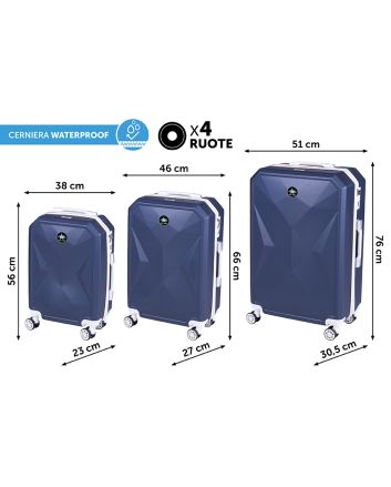 SET 3 TROLLEY TOLEDO BLU/WHITE COVERI