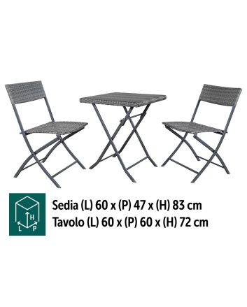 SET 2 SEDIE 60X47 E TAV. 60X72CM PIEG. R/GRIG