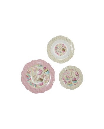 SERVIZIO PIATTI 18PZ BONECHINA DEC.430 ROSA