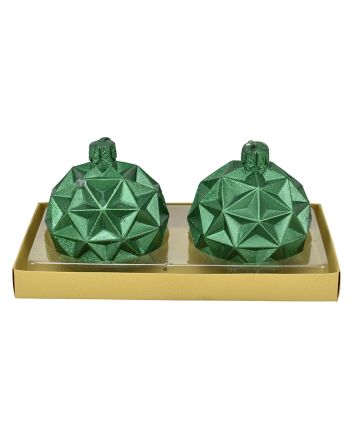 SET 2 CANDELE SFERA DEC. D.6CM M.034 VERDE