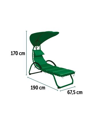 LETTINO LOUNGE C/PARASOLE 191X67.5X170 VERDE