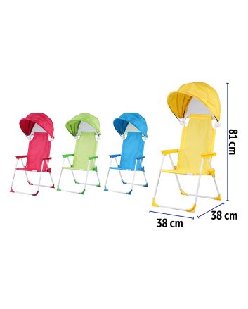 SEDIA C/CAPOTTINA PARASOLE 38X38X81CM 4ASS