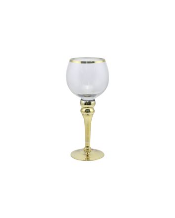 P/CANDELA VETRO DIA.13XH.30CM TRASP./ORO