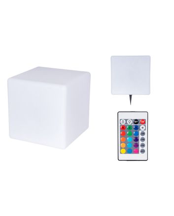 LAMPADA SOLARE CUBO BIANCO+RGB LED 20X20X21CM