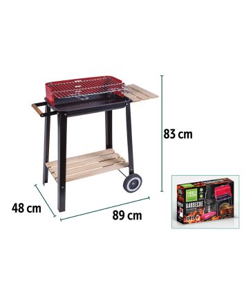 BBQ RETTANGOLARE C/RIPIAN LEGNO 51X32X69 PD60