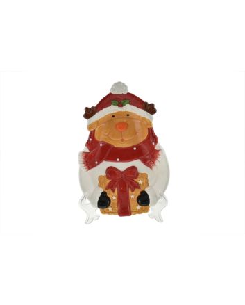 PIATTO CER.RENNA 23,5X16X3,5 M.215 ROSSO/BIA