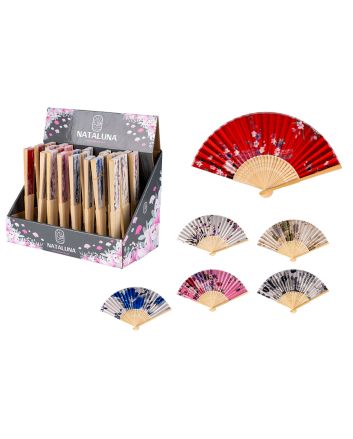 VENTAGLIO RASO FANTASIE 21CM 6COLORI ASS