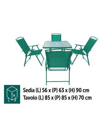 TAVOLO 85X85 C/4 SEDIE 54X71 2X1TXT VERDE
