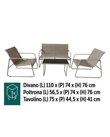 DIVANO 110X74+2P.56.5X74 2X1+TAV.75X44 GRIGIO