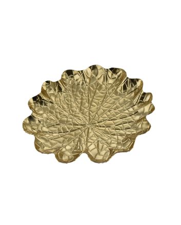 CENTROTAVOLA FOGLIA 25.5X25.5X3.3CM ORO