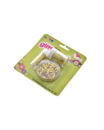 BLISTER GLITTER 3G + 8G + STELLINE 10G ORO