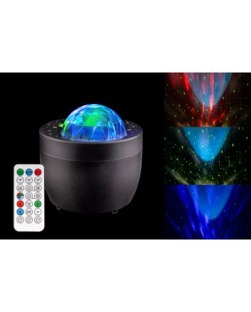 PROIETTORE LASER+LED BAT.C/TEL+TIM+USB RGB