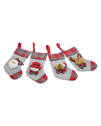 CALZA NATALIZIA 25CM M.430 4ASS ROSSO/GRIGIO