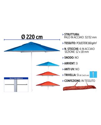 OMBREL.220CM TRIV.+MA 32/32 140G POLY. TU 4AS