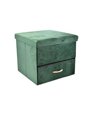 POUF VELLUTO C/CASSETTO 50X44CM L1 VERDE SC.