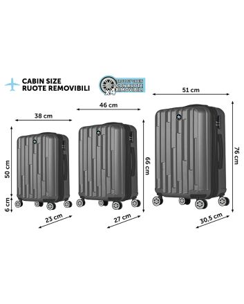 1689703 TRIS TROLLEY H.56/66/76CM KS GRIGIO