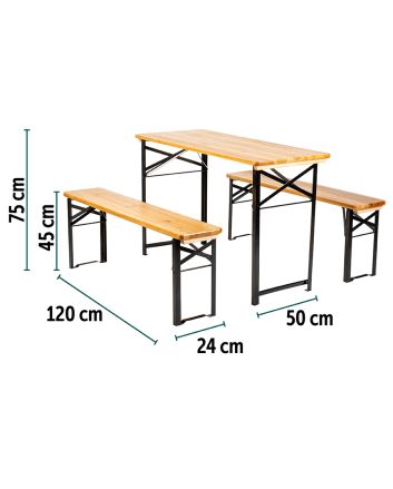SET TAVOLO 120X50X75 + 2 PANCHINE 120X25X45CM