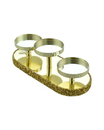 P/CANDELA 3FUOCHI 30X10X20CM ORO