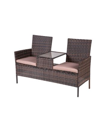 DIVANETTO 2P C/TAV. E CUSC. 140X56X87 MARRONE