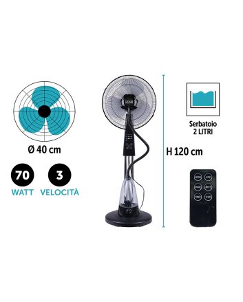 VENTILATORE NEBULIZZ.D40 2LT 70W TIM+TEL.NERO