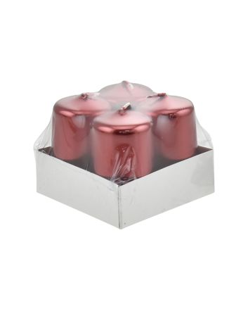 SET 4PZ CANDELA 6X4CM M.208 MET.ROSSO