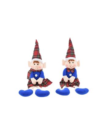 ELFO BOY&GIRL SEDUTO 37.5CM SCOZZESE D.08/C