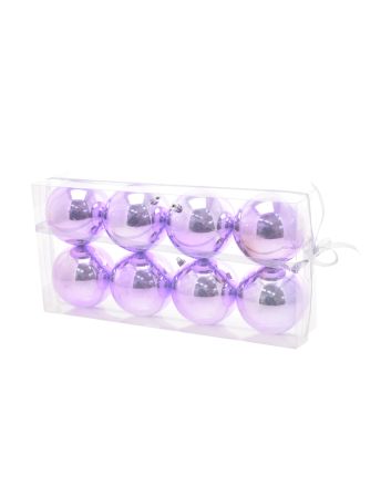 BOX 8 SFERE 9CM LUCIDO LILLA M10418