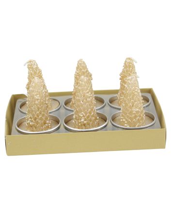 SET 6 TEALIGHT DEC.FOGLIE M.048 CHAMP