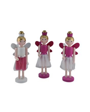 FATINA LEGNO H.25CM FUCSIA/BIANCO 3ASS