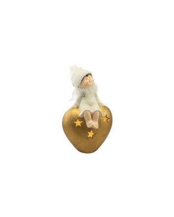 ANGELO SU CUORE C/LED ORO 25X15.5X39 M.188