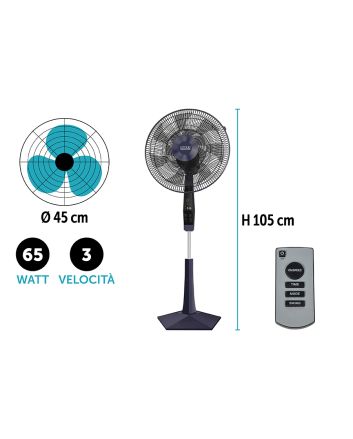 VENTILATORE 45CM 65W 14 PALE C/TELECOMANDO
