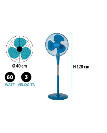 VENTILATORE PIANTANA 40CM 128CM 60W OTTANIO