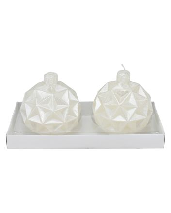 SET 2 CANDELE SFERA DEC. D.6CM M.034 BIANCO