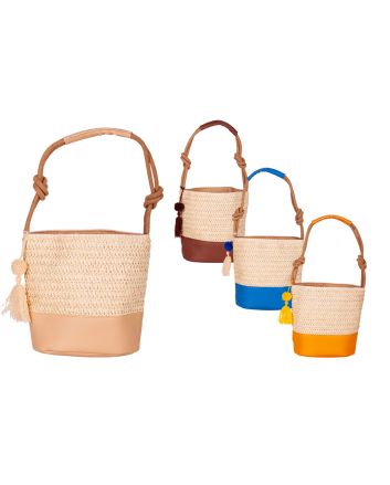 BORSA MARE PAGLIA CORDATA H.25CM 4 ASSORTITI