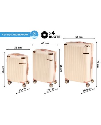 SET 3 TROLLEY H.55/66/76CM MOD.A5123 BEIGE