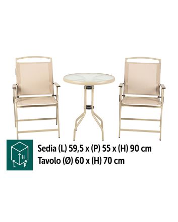 SET BISTRO'IN ACCIAIO TAV.+2SEDIE M.010 SABBI