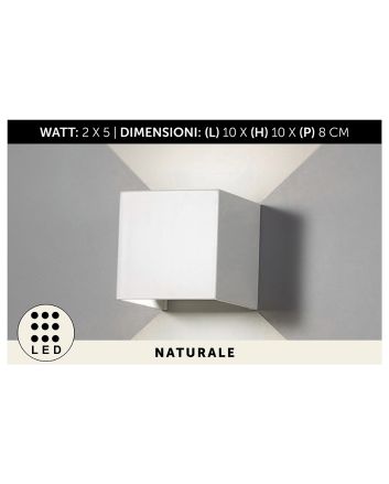 APPLIQUE DA MURO ALL.2LED 10X10X8 BIANC L.NAT