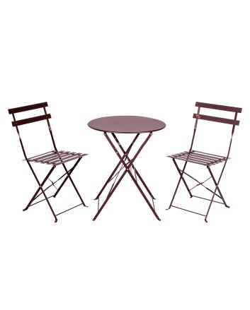 SET BISTRO'IN ACCIAIO TAV+2SEDIE MARRONE