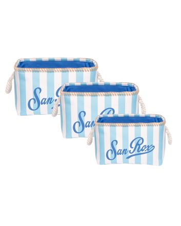 SET 3 CESTI SANROX H.20/22/24CM STR.AZZURRO