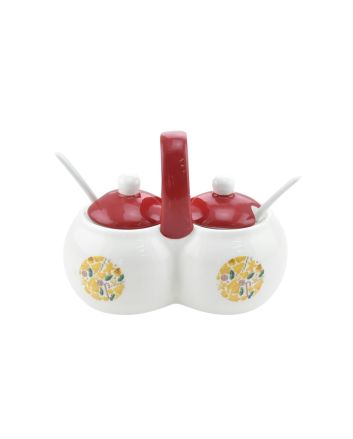 SALIERA DOPPIA CERAMICA 16X9.7X12CM D.ALBERO