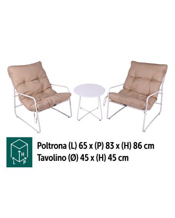 SET 2 POLTR.+CUSC 65X83X86 TAV.40X50 BEIGE