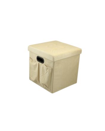 POUF VELLUTO C/TASC.+MAN.38X38CM PANNA
