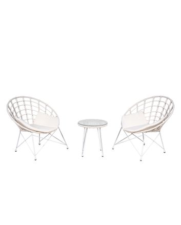 SOFA SET 3PZ 2POL.+TAV. C/CUSCINI BIANCO