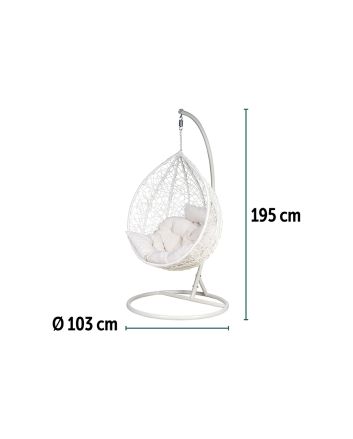 POLTRONA SOSPESA RATTAN C/CUSCINO M.13 BIANCO