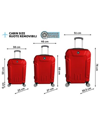SET 3 TROLLEY H.56/66/76CM BAKU ROSSO COVERI