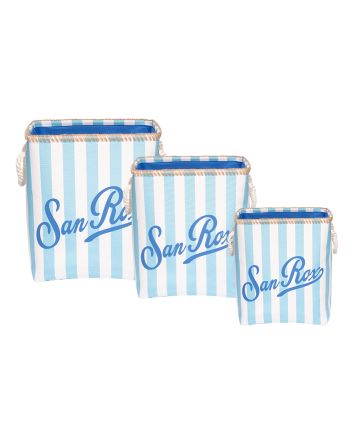 SET 3 CESTI SANROX H.35/40/45CM STR.AZZURRO