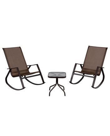 SET 3PZ 2 SEDIE C/TAVOLINO 2*1TXT MARRONE