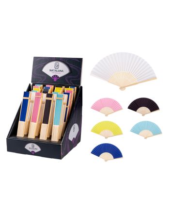 VENTAGLIO BAMBOO+TESSUTO 23CM 6COLORI ASS