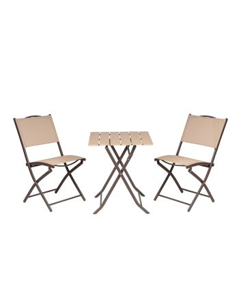 SET TAVOLO PIEGHEVOLE 60X60 C/2 SEDIE BEIGE